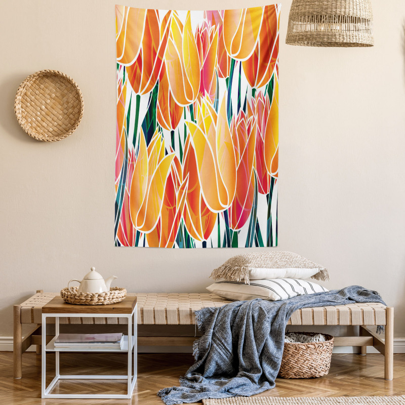 Floral Tulip Garden Tapestry