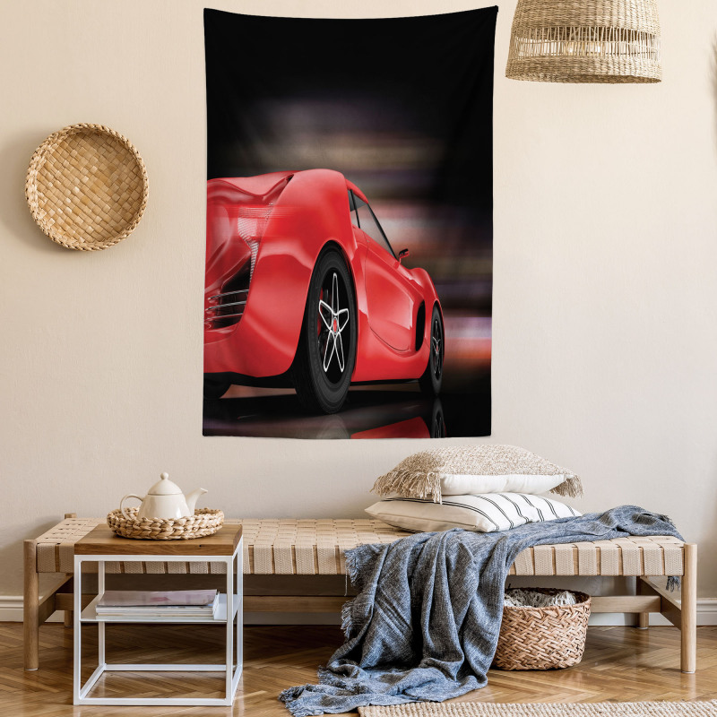 Futuristic Red Sports Tapestry