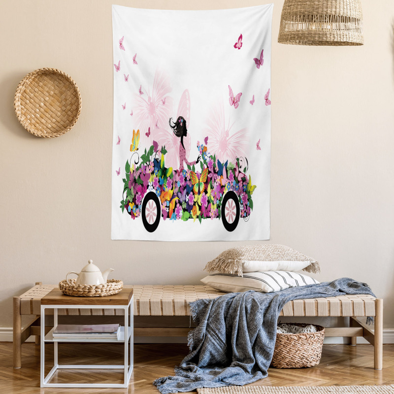 Floral Car Butterflies Tapestry