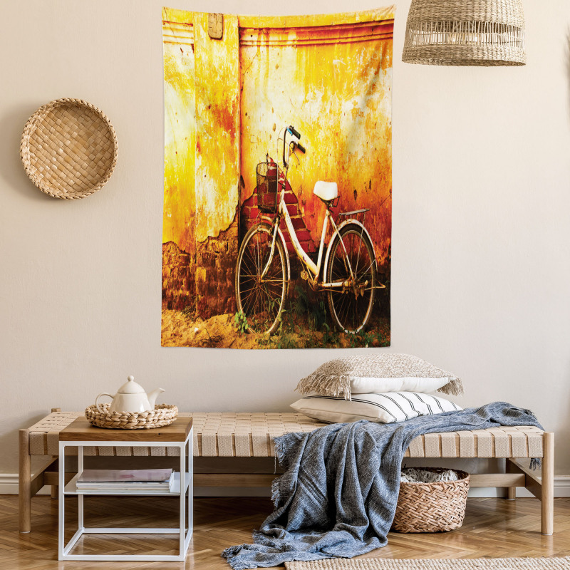 Bike Rusty Cracked Wall Tapestry