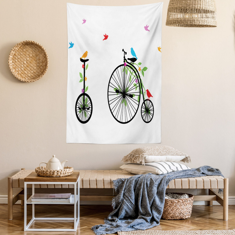 Flying Birds Flowers Tapestry