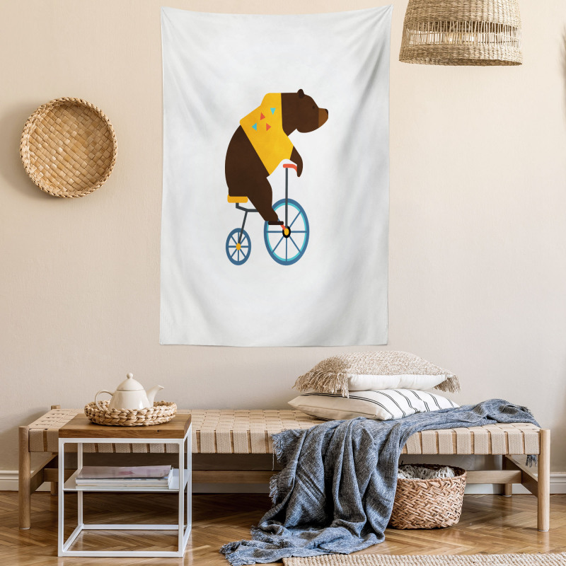 Bear Bicycle Circus Tapestry