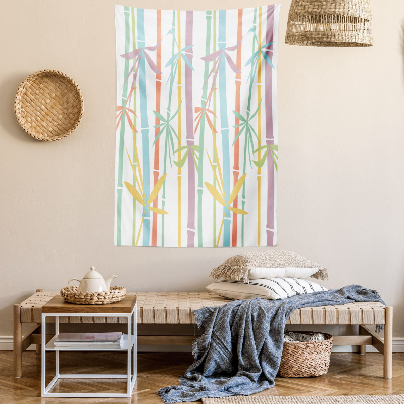 Colorful Bamboo Tree Tapestry