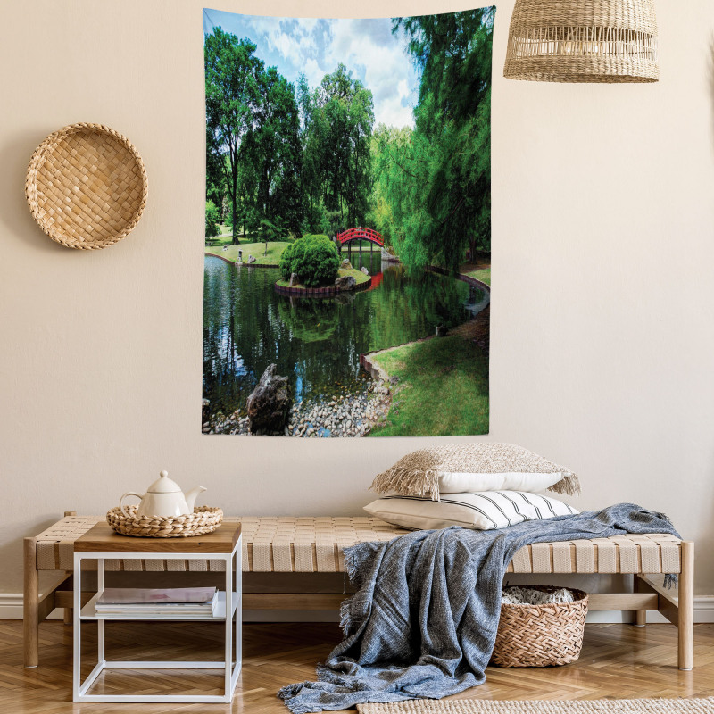 Japanese Garden Lake Tapestry