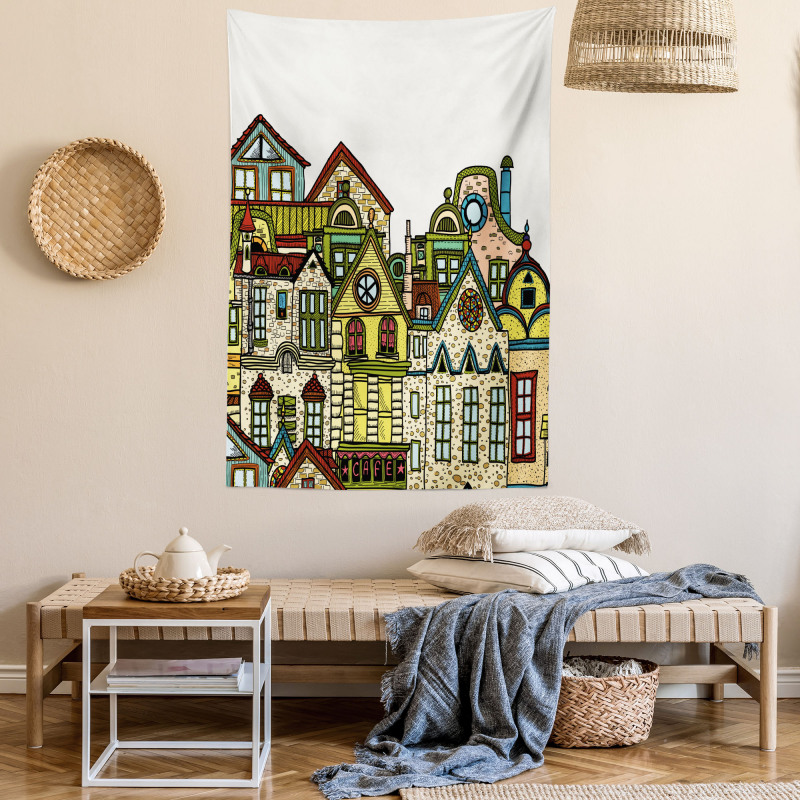 Old Town View Art Tapestry