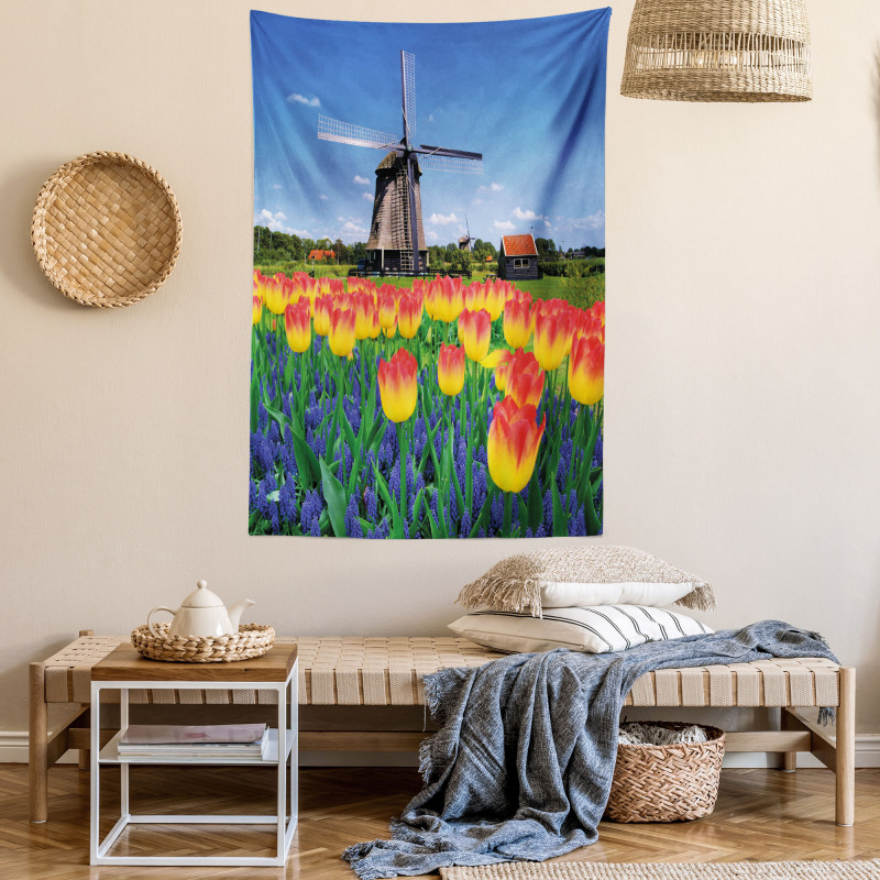 Blooming Tulip Windmill Tapestry