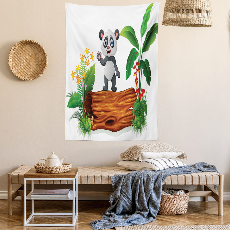 Baby Panda Posing Tapestry