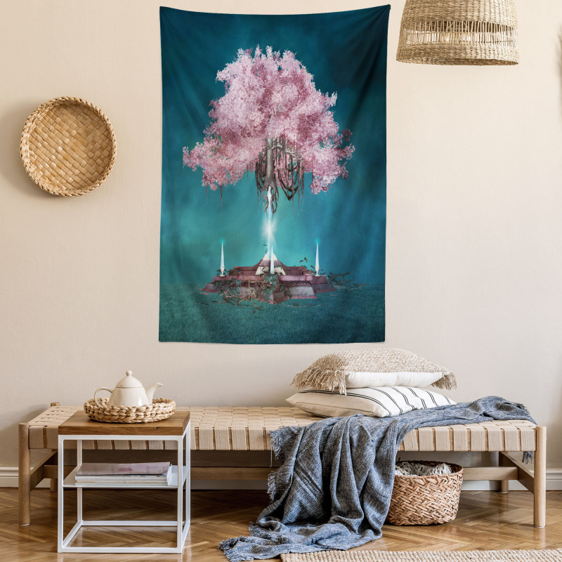 Pink Blossom Art Tapestry