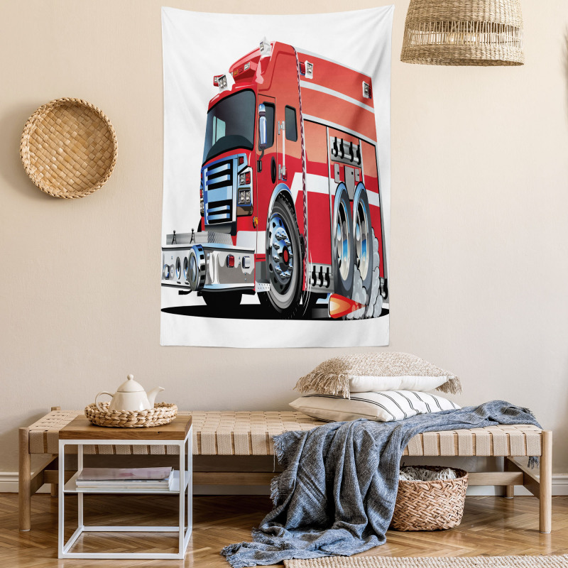 Fire Truck Rescue Team Tapestry