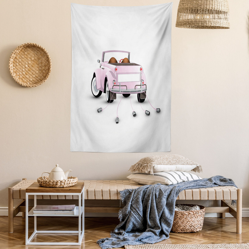 Just Married Cartoon Car Tapestry