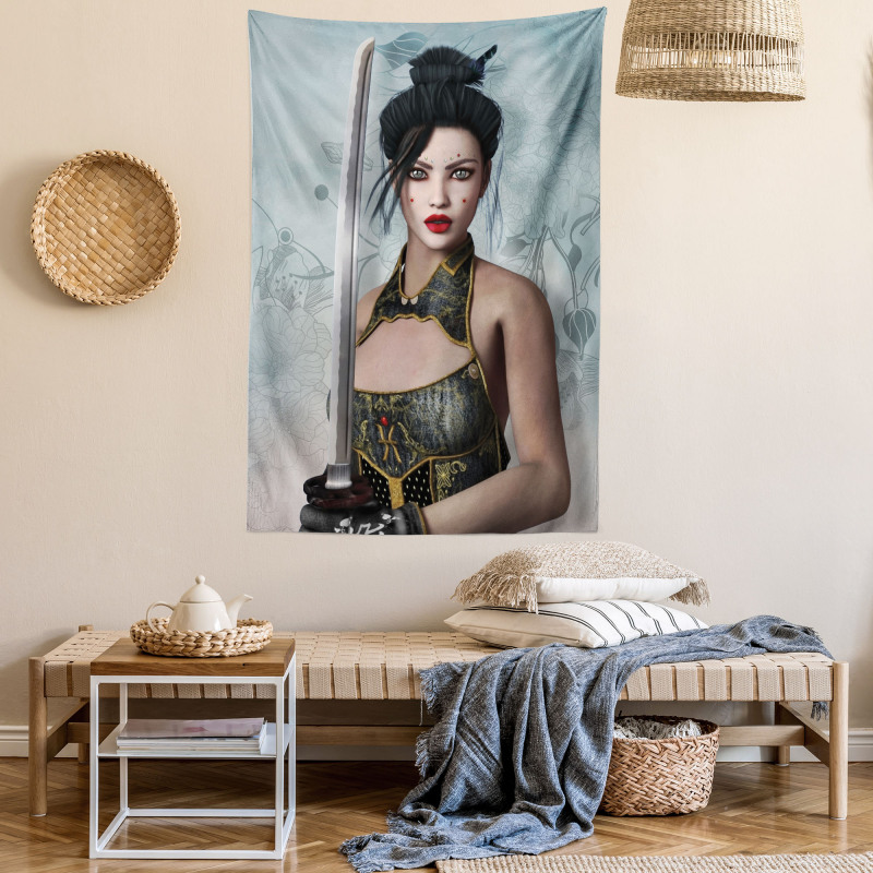 Asian Lady Samurai Tapestry