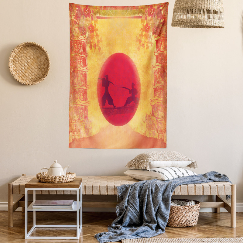 Ninjas Vintage Sunset Tapestry