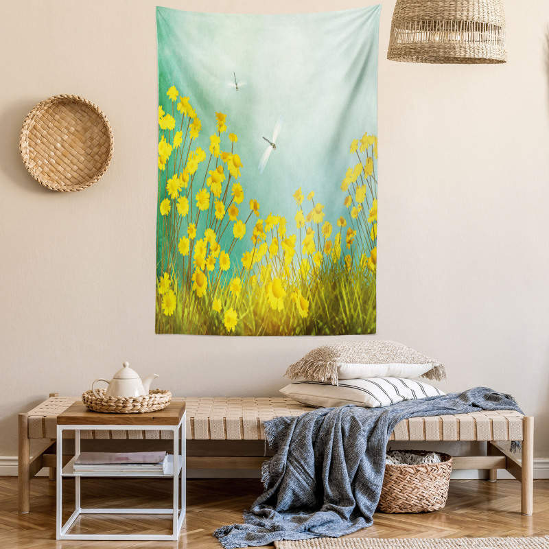 Daisies and Dragonflies Tapestry