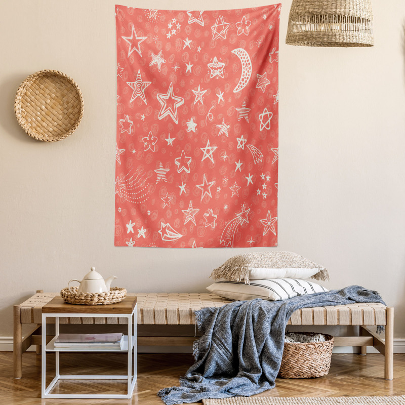 Moon and Stars Space Kid Tapestry