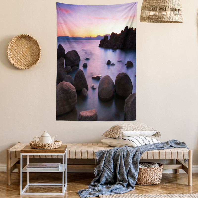 Misty Scene Rocks Water Tapestry