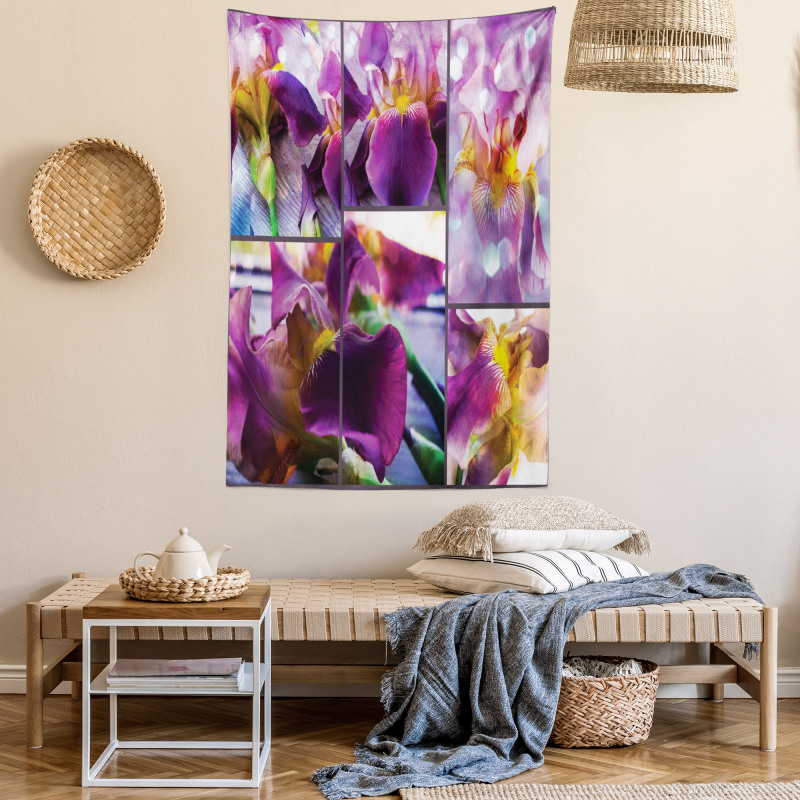 Blooming Iris Flowers Tapestry