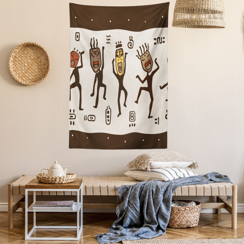Cartoon Primitive Native Tapestry