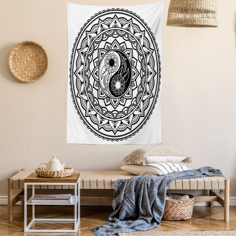 Eastern Blossom Yin Yang Tapestry