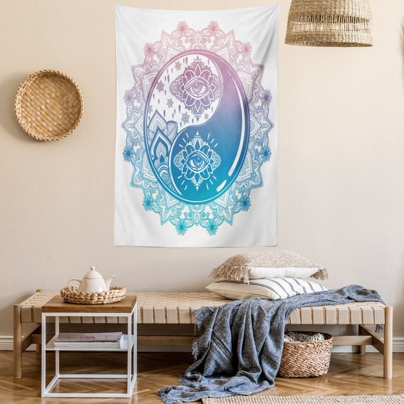 Ying Yang Mandala Asian Tapestry