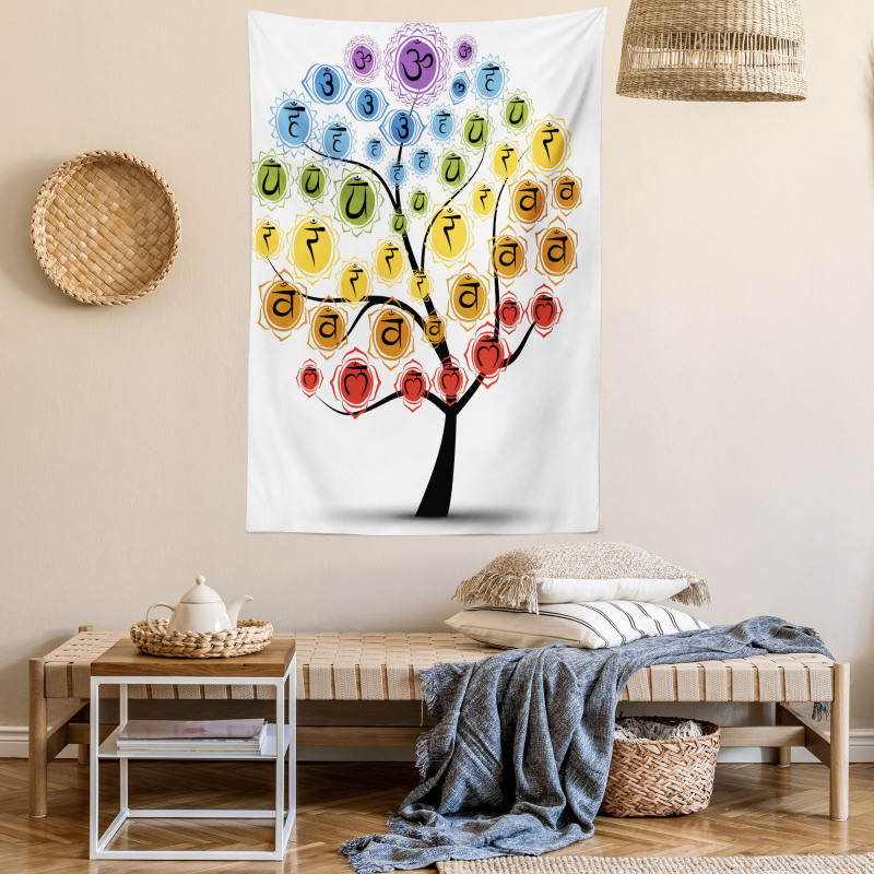 Yoga Tree with Chakras Tapestry