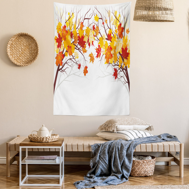 Cartoon Maple Autumn Tree Tapestry