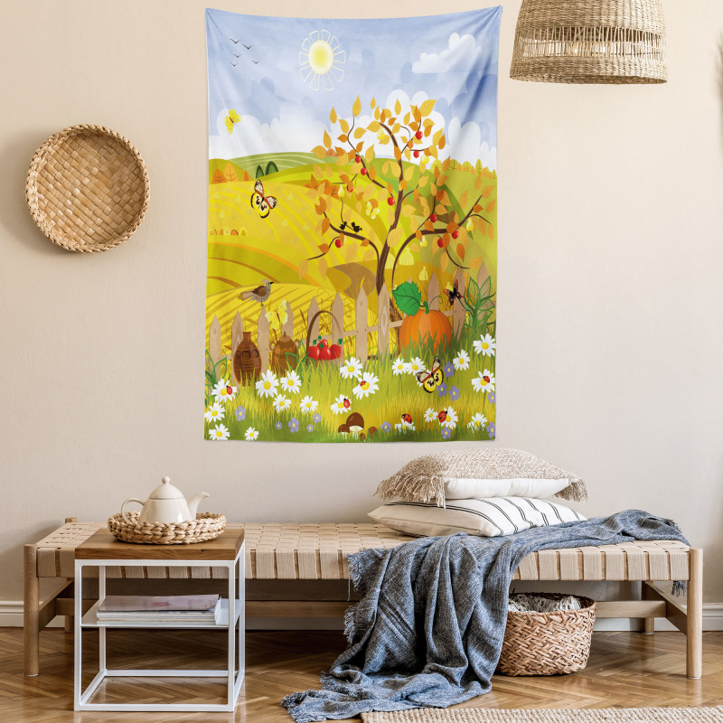 Autumn Garden Daisies Tapestry