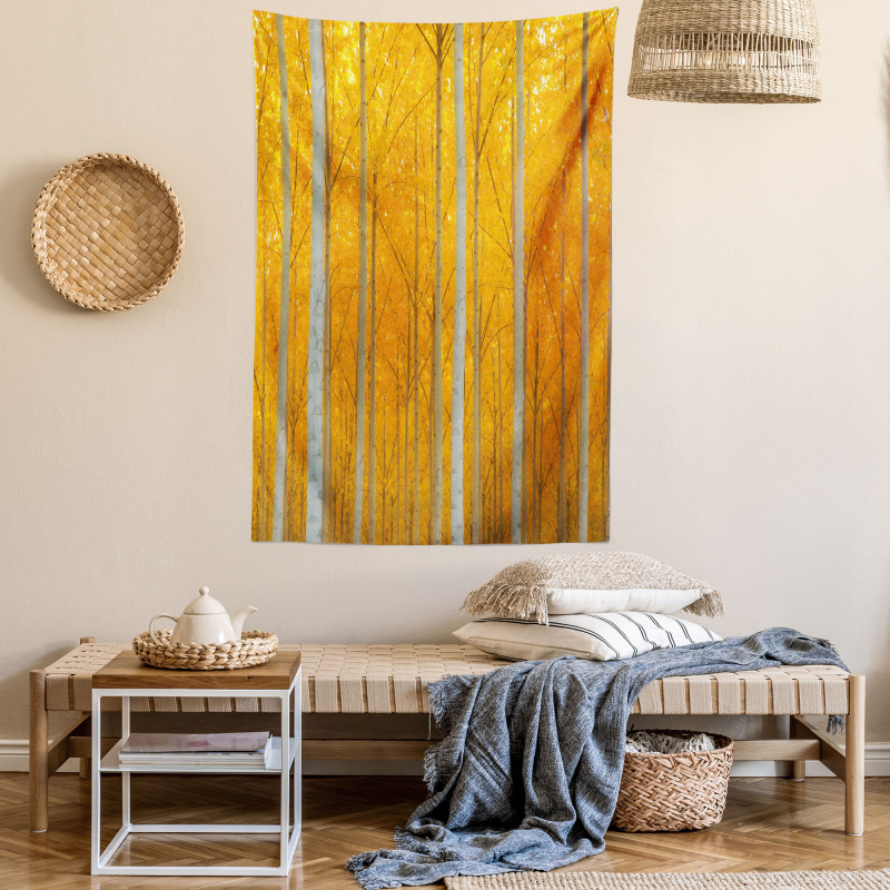 Forest Bloom with Pale Leaves Tapestry