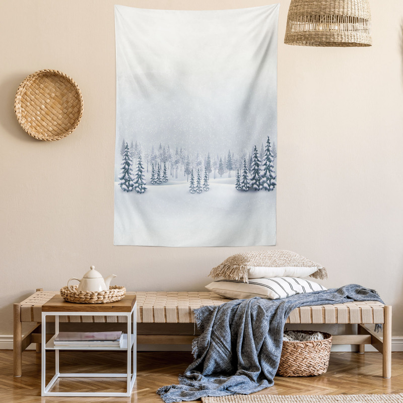 Foggy Weather Trees Tapestry