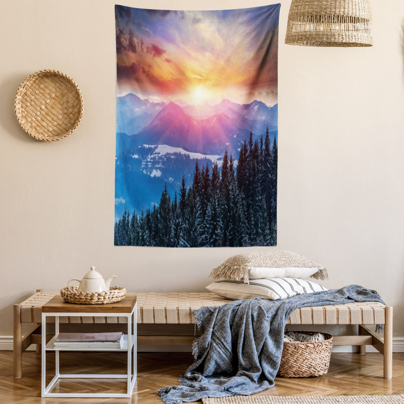 Sunset in Mountains Tapestry