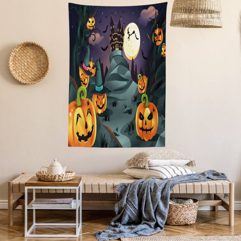 Horror Castle Pumpkin Tapestry