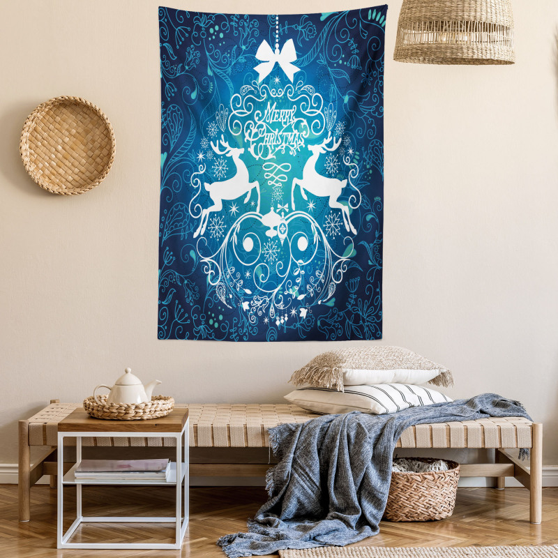 Deer and Floral Ornaments Tapestry