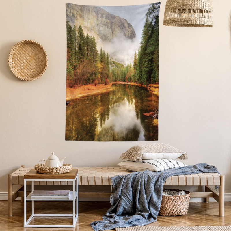 River in Morning View Tapestry