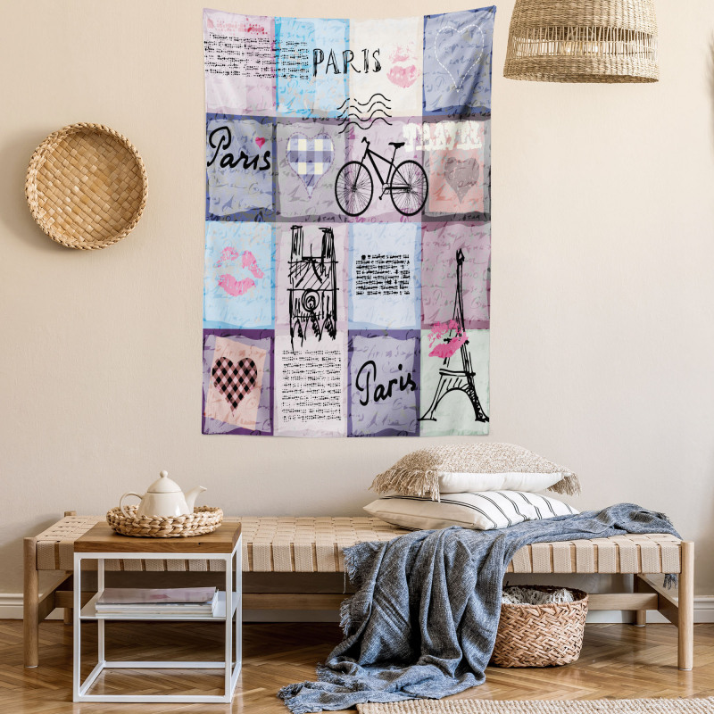 Eiffel Tower Love Letter Tapestry