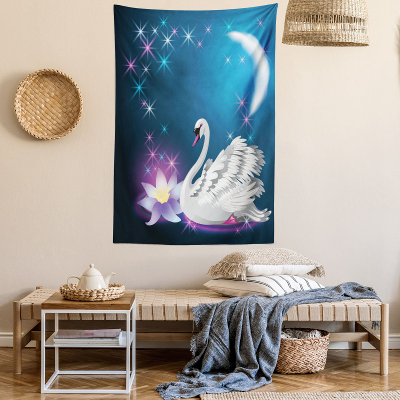 Magic Lily White Swan Tapestry