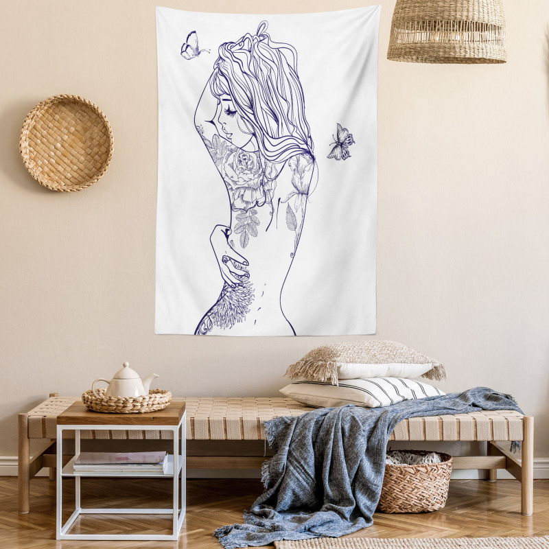 Young Girl with Tattoo Tapestry