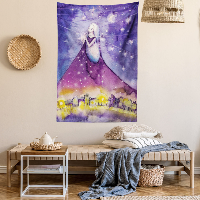 Night Stars Angel in Sky Tapestry