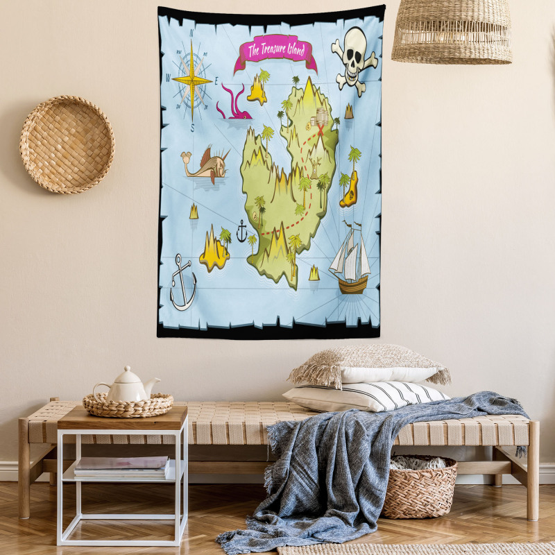 Treasure Island Skull Tapestry