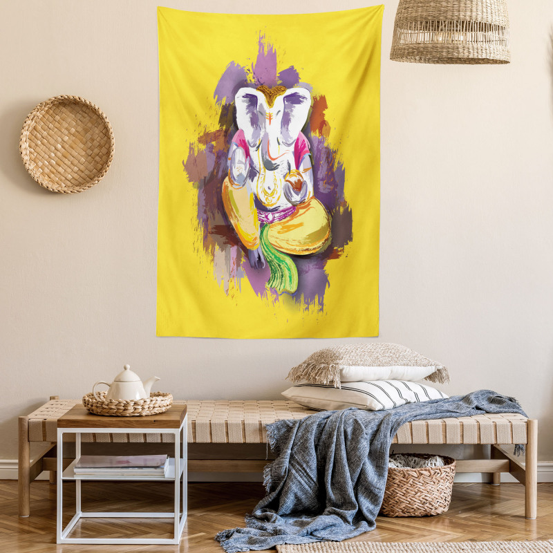 Elephant Figure Grunge Art Tapestry