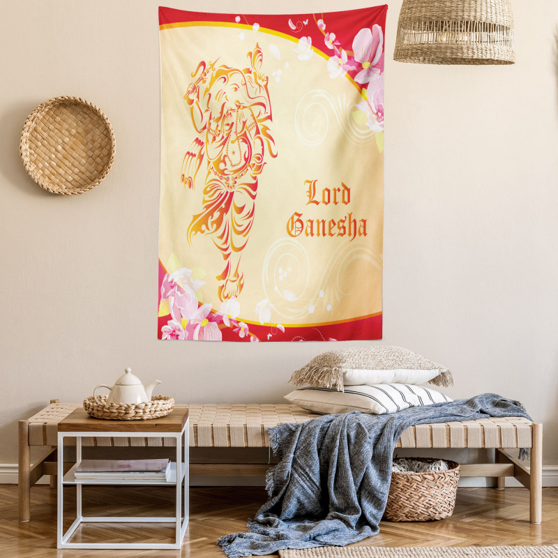 Elephant Pink Blossoms Tapestry