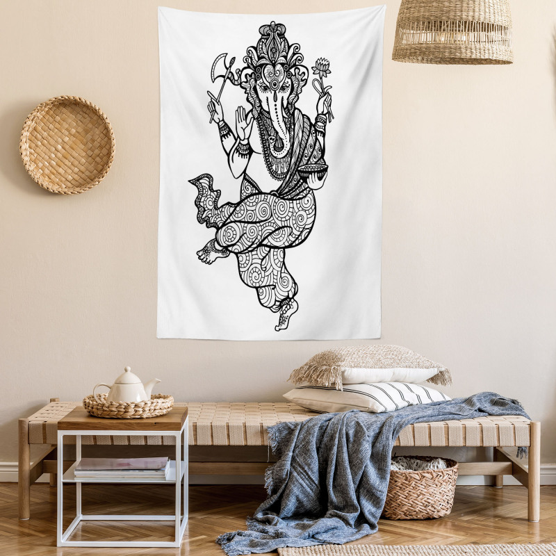 Dancing Elephant Sketch Tapestry