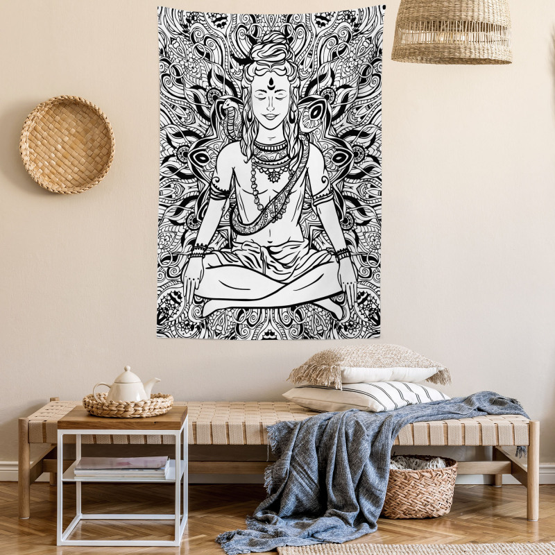 Third Eye Mandala Sketch Tapestry