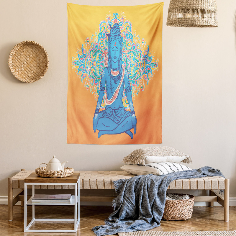 Asian Meditation Ancient Motif Tapestry