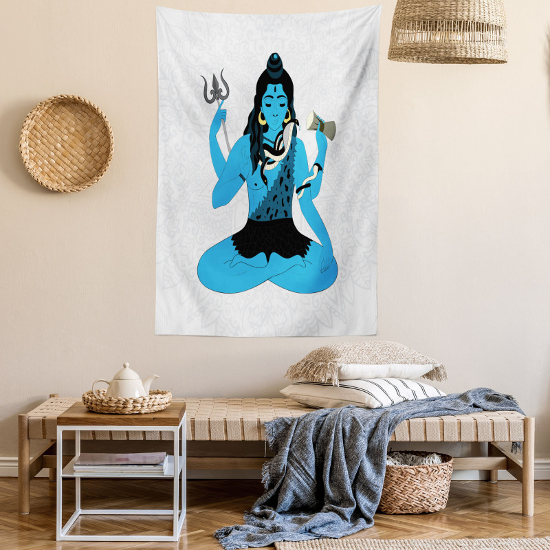Mystic Figure in Yoga Pose Tapestry