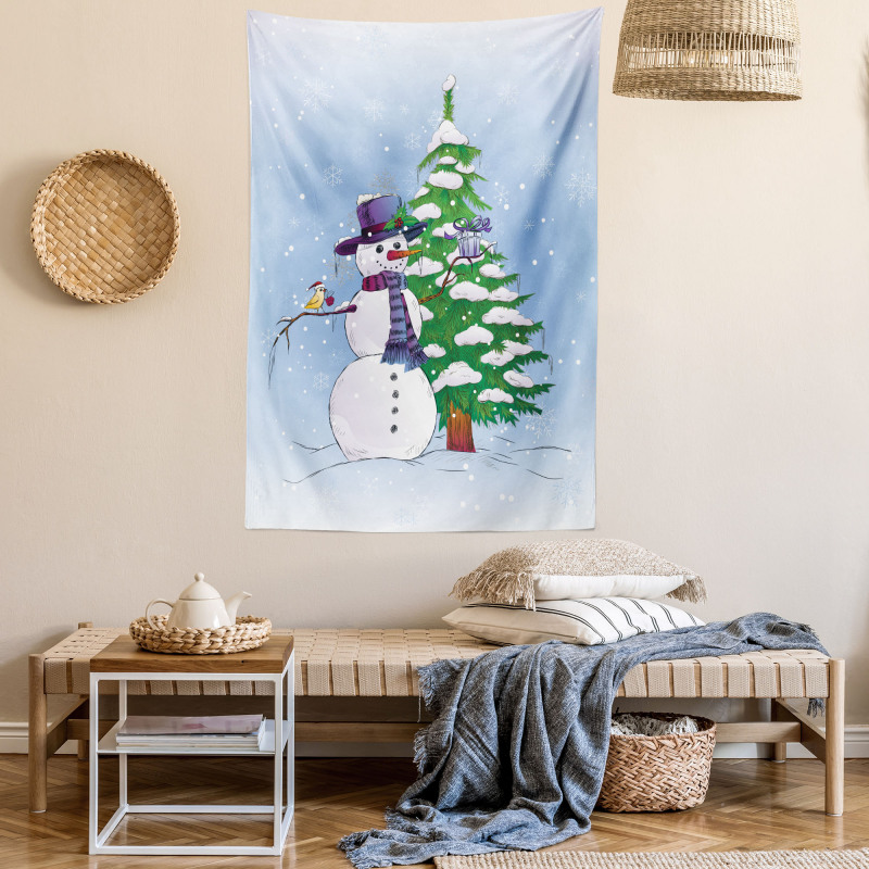 Snowman and Tree Tapestry
