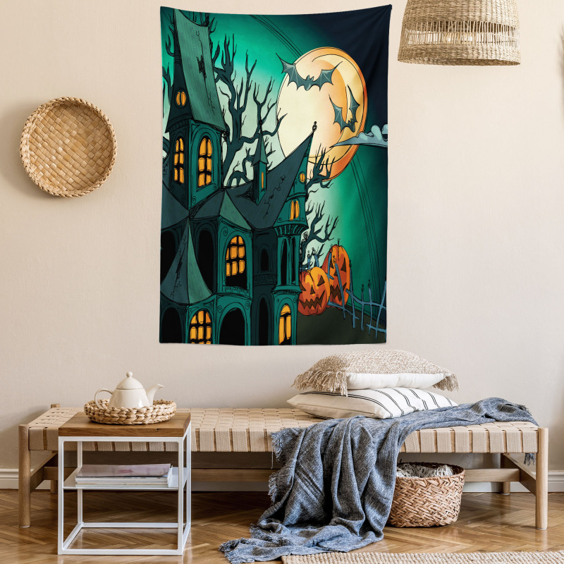 Halloween Haunted Castle Tapestry