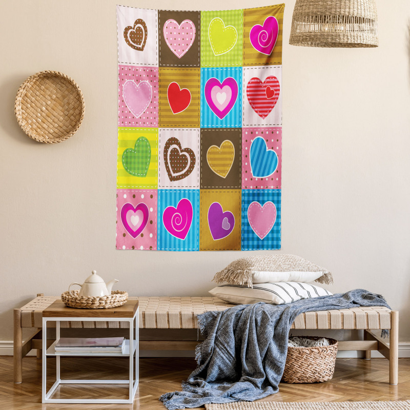 Love Heart Patchwork Tapestry