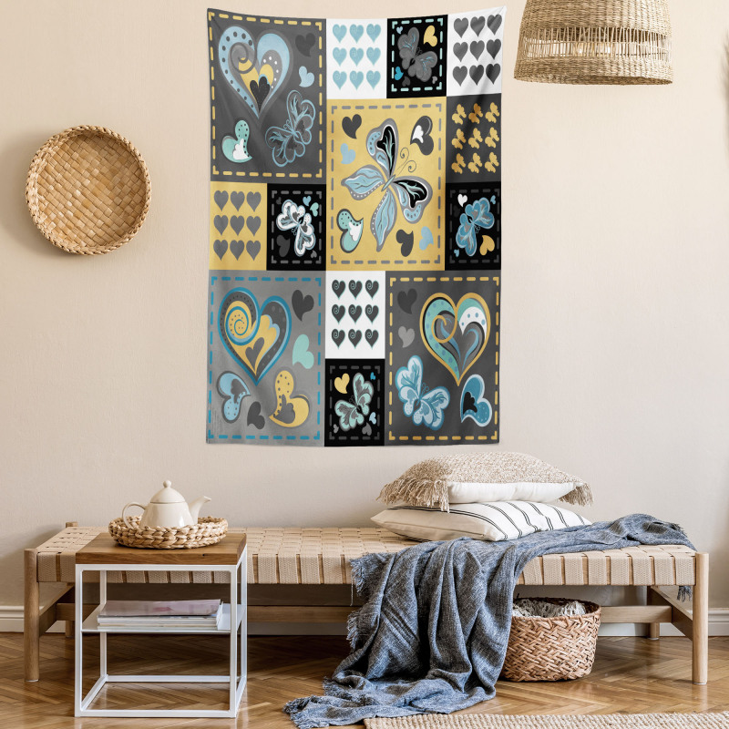 Butterfly Heart Retro Tapestry