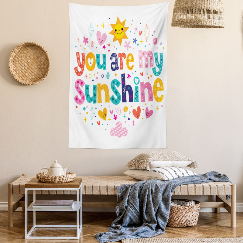 Cartoon Happy Sun Heart Tapestry