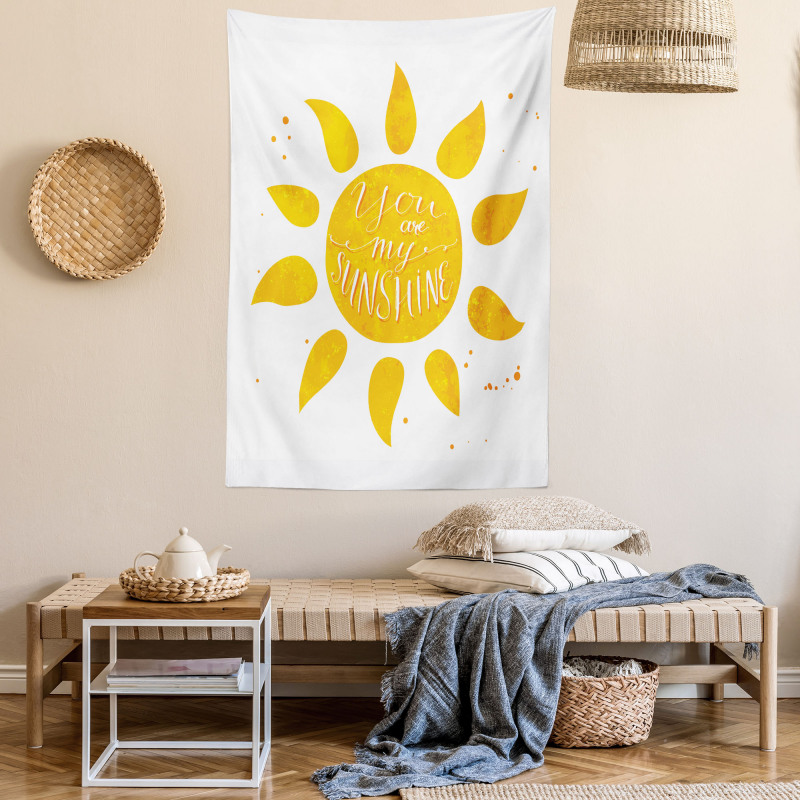 Sun Romance Words White Tapestry