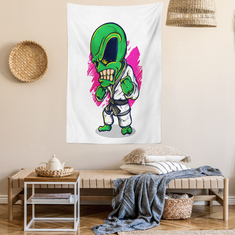 Angry Alien Karate Art Tapestry